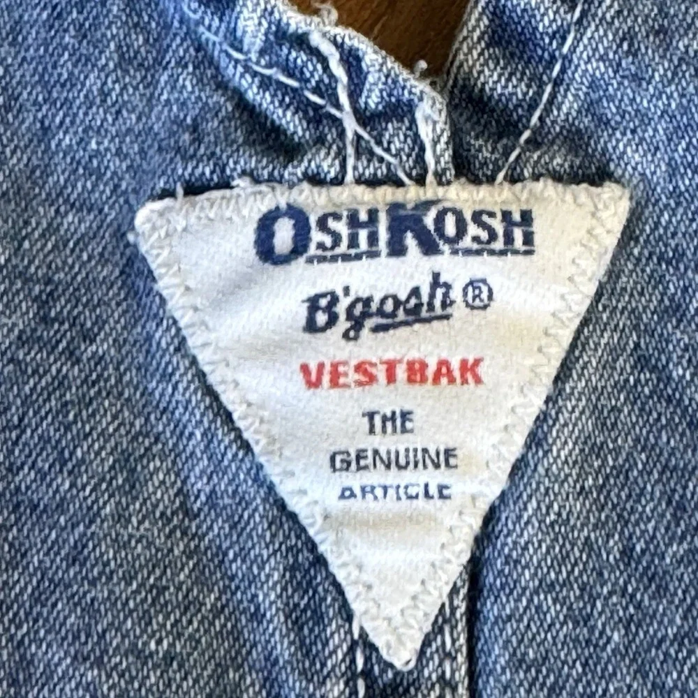 Vtg OSHKOSH 24 Month Toddler Railroad Stripe Pocket Vestbak Overalls Snaps Y2K